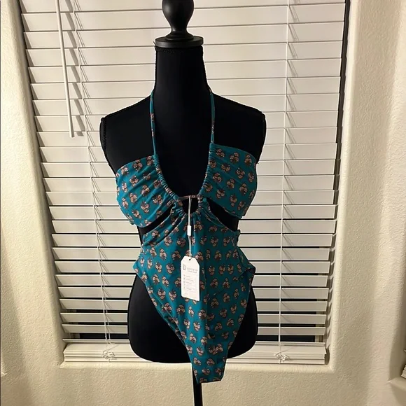 Green Floral One Piece With Matching Wrap - Small - Picture 8 of 16